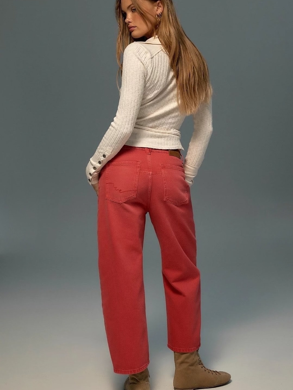 NWT Free People Deep Trance Dropped Slouchy Boyfriend Fuchsia Pink Denim 25